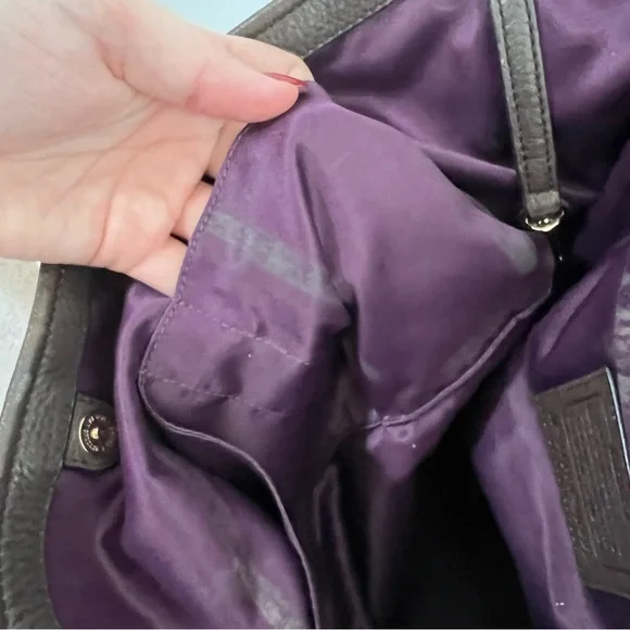 Coach Madison Pebbled Leather Tote in Espresso/Eggplant - Picture 12 of 16